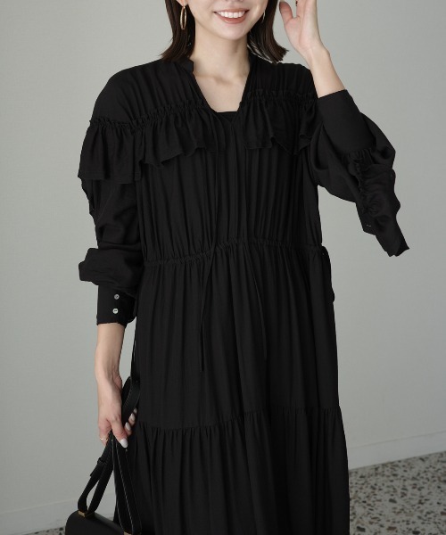 セール】リンクルラッフルワンピース（ワンピース）｜anuans（ア