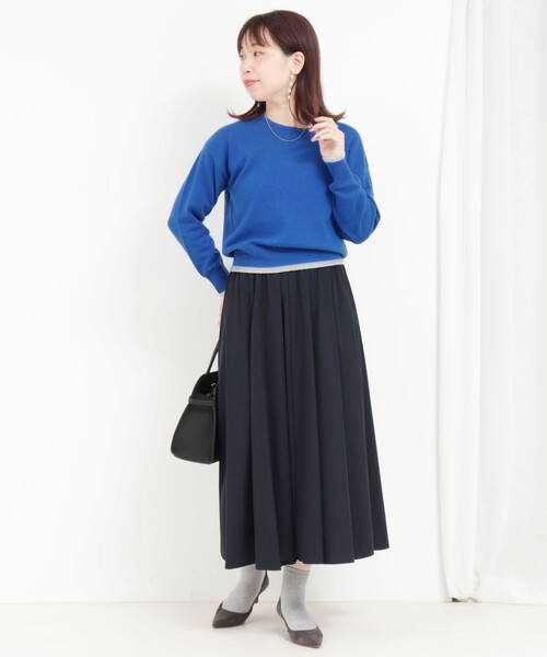 MICO COULIER（ミコクリエ）の「カシミヤ100 配色クルーネックプルオーバーニット（ニット/セーター・レディース・ロイヤルブルー/グレイッシュブルー/ライトパープル/ピンク/ピンク系その他・38）」の8枚目の写真