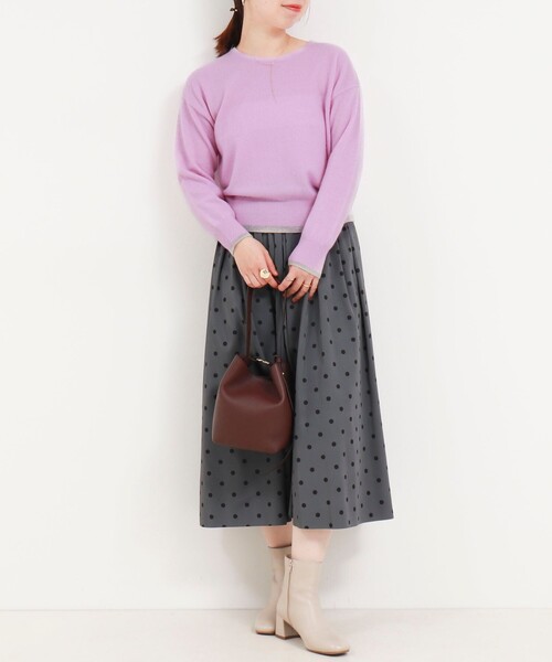 Honey様ご依頼用 カシミヤ100 配色クルーネックプルオーバーニット（ニット/セーター