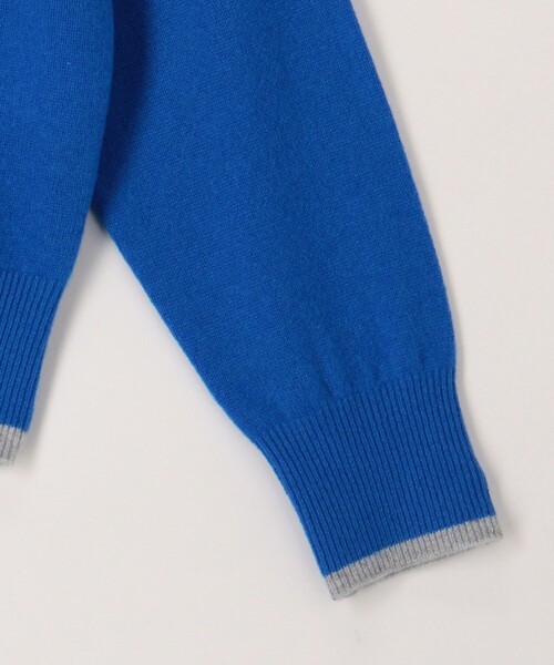 カシミヤ100 配色クルーネックプルオーバーニット（ニット/セーター