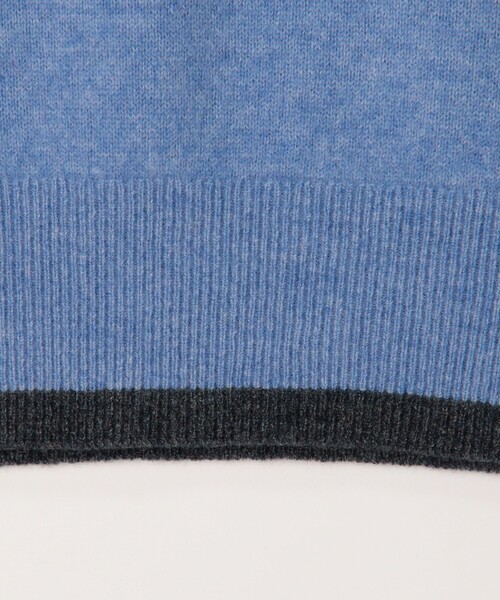 カシミヤ100 配色クルーネックプルオーバーニット（ニット/セーター