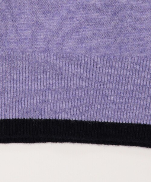 カシミヤ100 配色クルーネックプルオーバーニット（ニット/セーター
