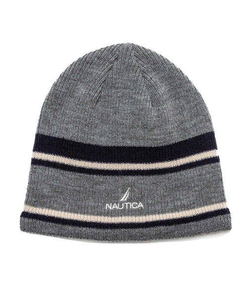 NAUTICA（ノーティカ）の「NAUTICA/ノーティカ ビーニー LINE KNIT BEANIE NT151（ニットキャップ/ビーニー・メンズ・グレー/ブラック/ネイビー・FREE）」の2枚目の写真