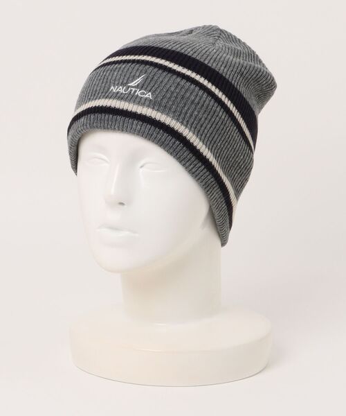 NAUTICA（ノーティカ）の「NAUTICA/ノーティカ ビーニー LINE KNIT BEANIE NT151（ニットキャップ/ビーニー・メンズ・グレー/ブラック/ネイビー・FREE）」の5枚目の写真