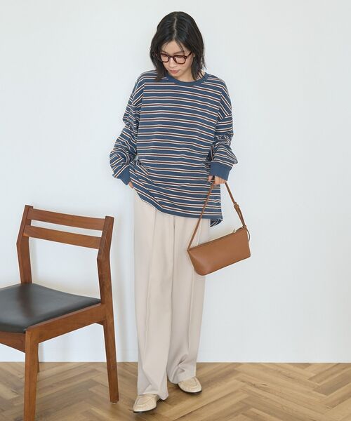 AMERICAN HOLIC(アメリカンホリック)の「アソートボーダーロングTシャツ(Tシャツ/カットソー・レディース・アイボリー/ボルドー/ネイビー・FREE)」の7枚目の写真