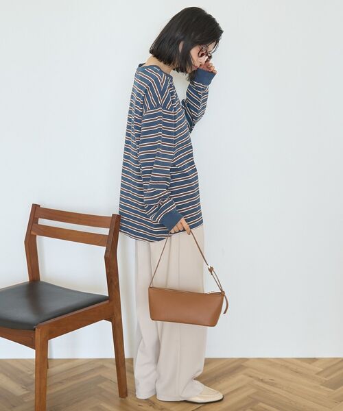 AMERICAN HOLIC(アメリカンホリック)の「アソートボーダーロングTシャツ(Tシャツ/カットソー・レディース・アイボリー/ボルドー/ネイビー・FREE)」の8枚目の写真