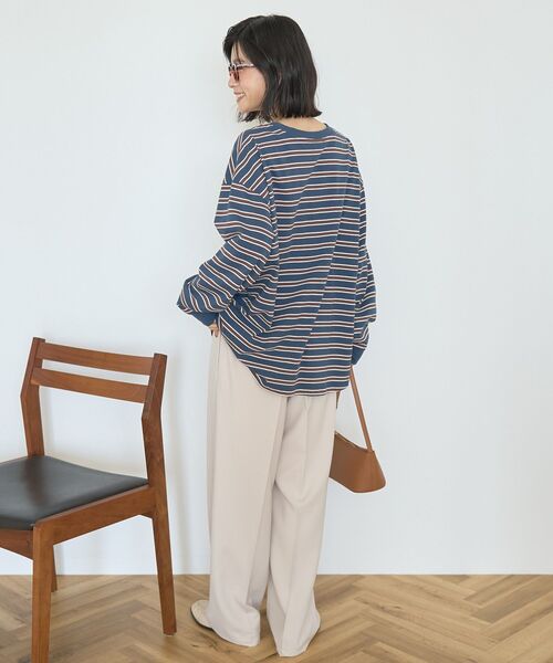 AMERICAN HOLIC(アメリカンホリック)の「アソートボーダーロングTシャツ(Tシャツ/カットソー・レディース・アイボリー/ボルドー/ネイビー・FREE)」の9枚目の写真