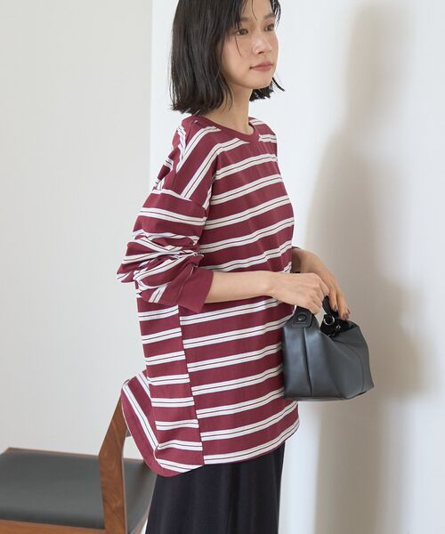 AMERICAN HOLIC(アメリカンホリック)の「アソートボーダーロングTシャツ(Tシャツ/カットソー・レディース・アイボリー/ボルドー/ネイビー・FREE)」の11枚目の写真