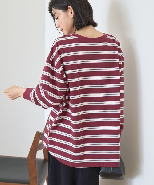 AMERICAN HOLIC(アメリカンホリック)の「アソートボーダーロングTシャツ(Tシャツ/カットソー・レディース・アイボリー/ボルドー/ネイビー・FREE)」の12枚目の写真