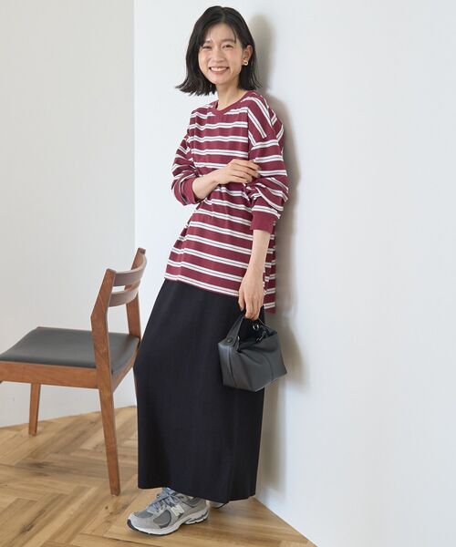 AMERICAN HOLIC(アメリカンホリック)の「アソートボーダーロングTシャツ(Tシャツ/カットソー・レディース・アイボリー/ボルドー/ネイビー・FREE)」の13枚目の写真