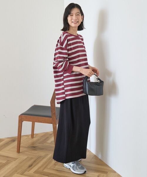 AMERICAN HOLIC(アメリカンホリック)の「アソートボーダーロングTシャツ(Tシャツ/カットソー・レディース・アイボリー/ボルドー/ネイビー・FREE)」の14枚目の写真