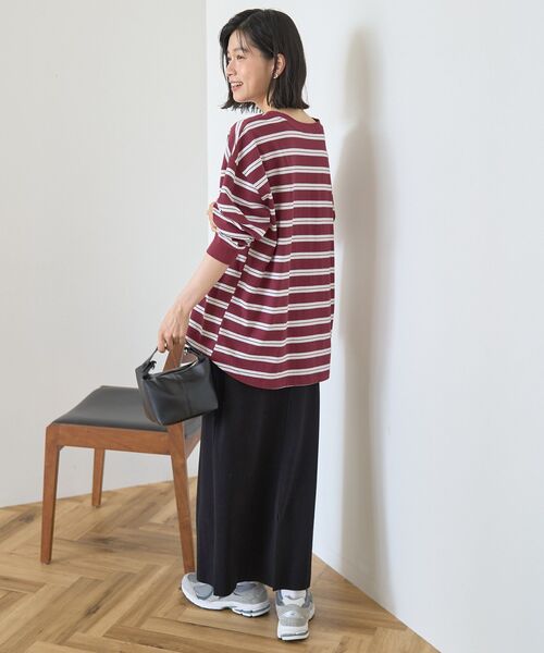 AMERICAN HOLIC(アメリカンホリック)の「アソートボーダーロングTシャツ(Tシャツ/カットソー・レディース・アイボリー/ボルドー/ネイビー・FREE)」の15枚目の写真