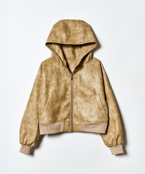 REDYAZEL（レディアゼル）の「ヴィンテージライクレザーフーディブルゾン（ブルゾン・レディース・ベージュ/ダークブラウン/ブラック・FREE）」の20枚目の写真
