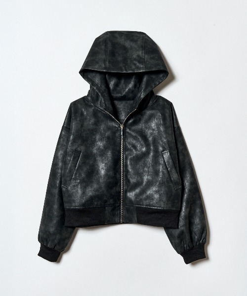 REDYAZEL（レディアゼル）の「ヴィンテージライクレザーフーディブルゾン（ブルゾン・レディース・ベージュ/ダークブラウン/ブラック・FREE）」の21枚目の写真