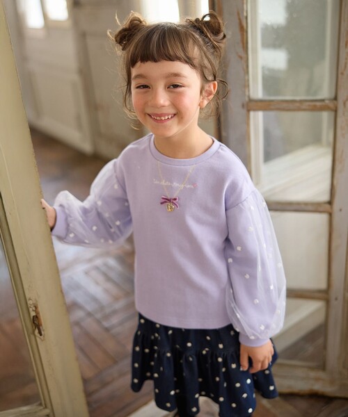 ANY（エニィ）の「袖チュール トレーニャー（スウェット・キッズ・ライラック系/ブラック系・130/120/110）」の16枚目の写真