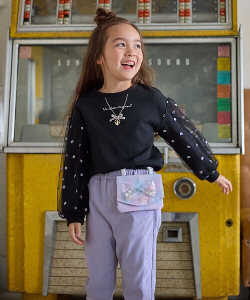 ANY（エニィ）の「袖チュール トレーニャー（スウェット・キッズ・ライラック系/ブラック系・130/120/110）」の3枚目の写真