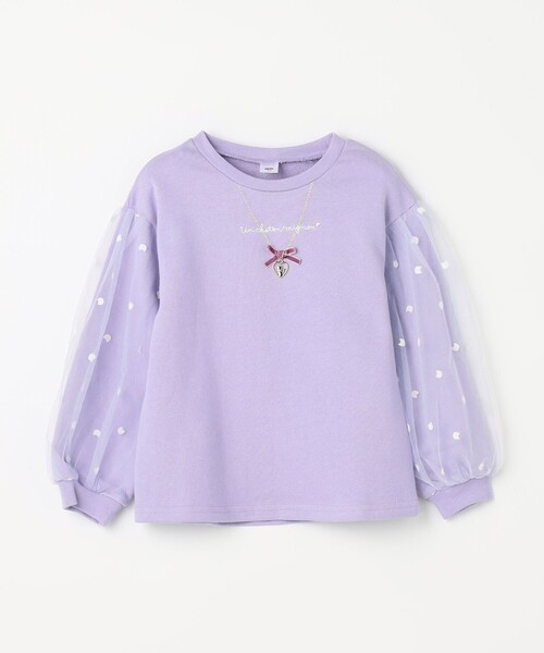 ANY（エニィ）の「袖チュール トレーニャー（スウェット・キッズ・ライラック系/ブラック系・130/120/110）」の4枚目の写真