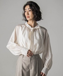 幾何ドット柄ブリントブラウス≪洗濯機で洗える≫（シャツ/ブラウス