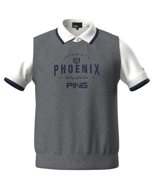 PING(ピン)の「【PING APPAREL】デニムライクニット/カノコ レイヤードツインニット <NATIVE> (MENS)(ベスト・メンズ・グレー/ブルー/ホワイト/ネイビー・LL1/L/LL/M/S)」の11枚目の写真