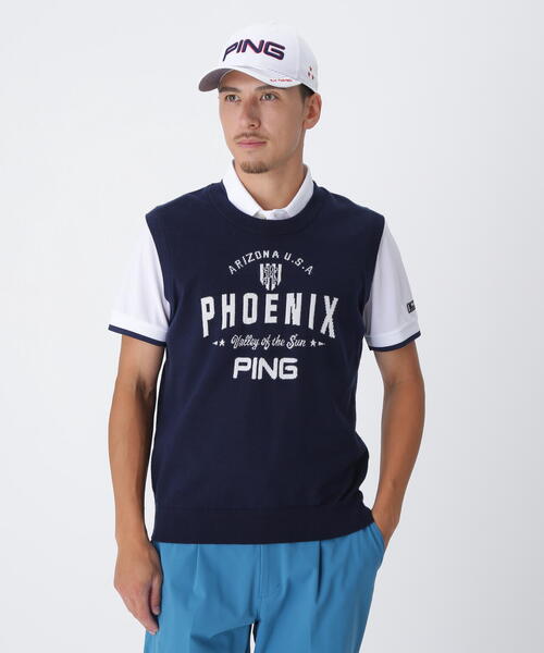 PING(ピン)の「【PING APPAREL】デニムライクニット/カノコ レイヤードツインニット <NATIVE> (MENS)(ベスト・メンズ・グレー/ブルー/ホワイト/ネイビー・LL1/L/LL/M/S)」の3枚目の写真