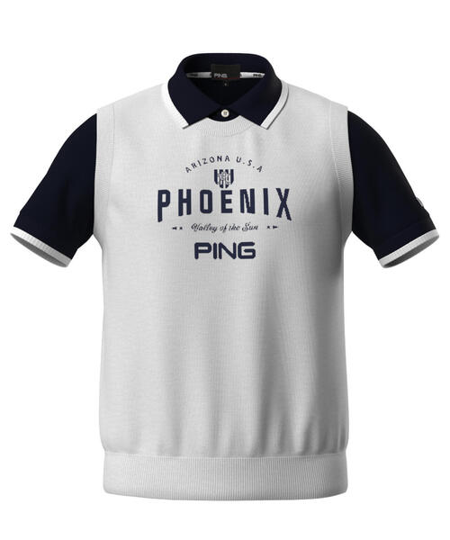 PING(ピン)の「【PING APPAREL】デニムライクニット/カノコ レイヤードツインニット <NATIVE> (MENS)(ベスト・メンズ・グレー/ブルー/ホワイト/ネイビー・LL1/L/LL/M/S)」の2枚目の写真