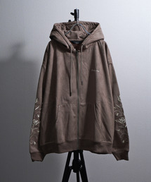 NILWAY | 裏起毛カットスエード フラワー袖刺繍フルジップパーカー(パーカー)