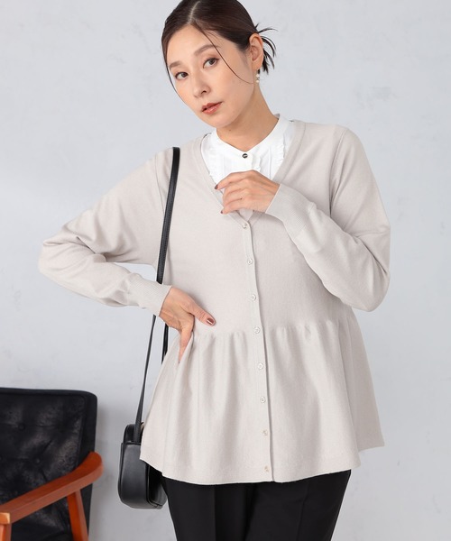 GALLORIA（ギャローリア）の「ペプラム切替カーディガン（カーディガン/ボレロ・レディース・ライトグレー/ネイビー・S/M/L/LL）」の2枚目の写真