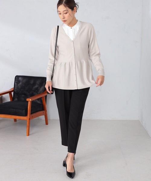 GALLORIA（ギャローリア）の「ペプラム切替カーディガン（カーディガン/ボレロ・レディース・ライトグレー/ネイビー・S/M/L/LL）」の7枚目の写真