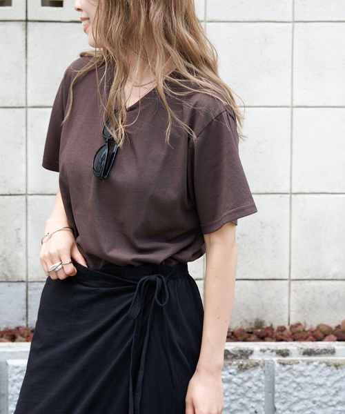 OUTDOOR PRODUCTS(アウトドアプロダクツ)の「追加 シアースラブコットンTEE(Tシャツ/カットソー・レディース・ホワイト/ブラウン/ネイビー/ピンク・FREE)」の2枚目の写真