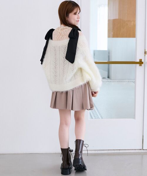 MAJESTIC LEGON（マジェスティックレゴン）の「ショルダーリボンミニワンピース（ワンピース・レディース・ベージュ/グレー系その他/ブラウン系その他2・MEDIUM）」の8枚目の写真