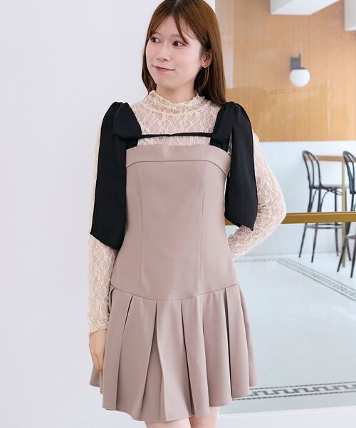 MAJESTIC LEGON（マジェスティックレゴン）の「ショルダーリボンミニワンピース（ワンピース・レディース・ベージュ/グレー系その他/ブラウン系その他2・MEDIUM）」の10枚目の写真