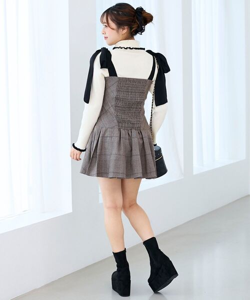 MAJESTIC LEGON（マジェスティックレゴン）の「ショルダーリボンミニワンピース（ワンピース・レディース・ベージュ/グレー系その他/ブラウン系その他2・MEDIUM）」の16枚目の写真