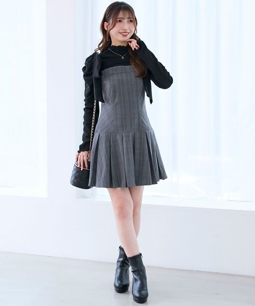 MAJESTIC LEGON（マジェスティックレゴン）の「ショルダーリボンミニワンピース（ワンピース・レディース・ベージュ/グレー系その他/ブラウン系その他2・MEDIUM）」の21枚目の写真