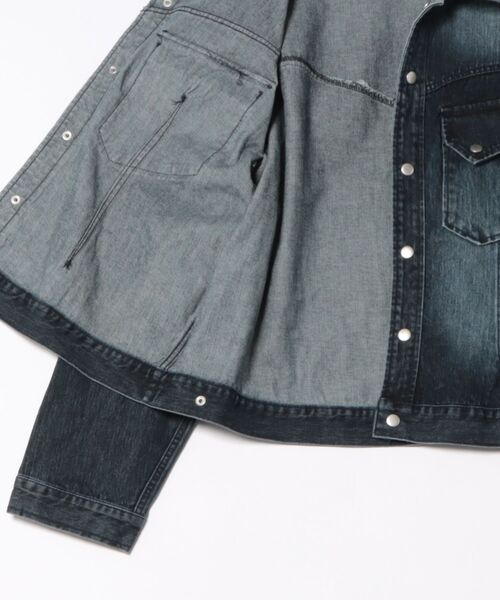   Andy Warhol クロップドデニムジャケット Andy Warhol クロップドデニムジャケット 刺繍ノーカラーデニム