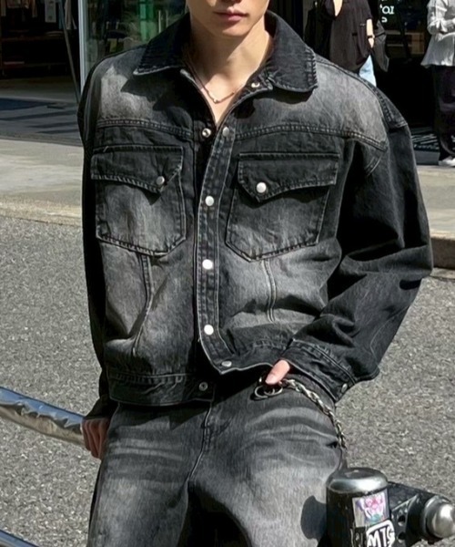 Chikashitsu +】cropped denim jacket / 【チカシツプラス】クロップド