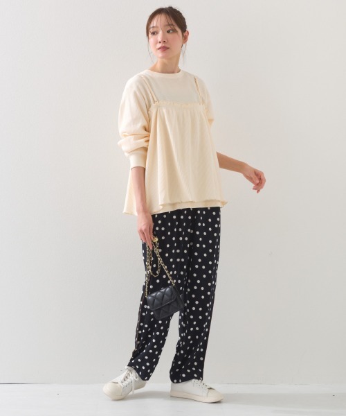 OMNES（オムネス）の「ワッフルビスチェ＆インナーセット レイヤードカットソー（アンサンブル・レディース・アイボリー/ダークグレー・FREE）」の18枚目の写真