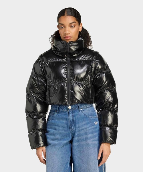 Essentials グロッシー 2-in-1スタイル クロップド丈 パファー