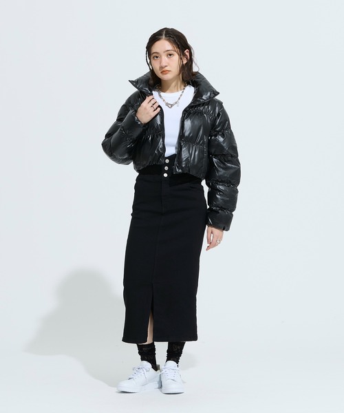 Essentials グロッシー 2-in-1スタイル クロップド丈 パファー