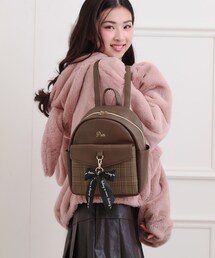 バックパック/リュック（ブラウン/茶色系・チェック柄）ファッション