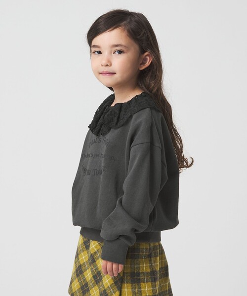 green label relaxing（グリーンレーベルリラクシング）の「レースエリ 裏毛プルオーバー / キッズ  100cm-160cm（スウェット・キッズ・ナチュラル/ダークグレー・120cm/140cm/160cm/130cm/100cm/150cm/110cm）」の22枚目の写真
