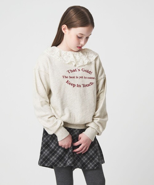 green label relaxing（グリーンレーベルリラクシング）の「レースエリ 裏毛プルオーバー / キッズ  100cm-160cm（スウェット・キッズ・ナチュラル/ダークグレー・120cm/140cm/160cm/130cm/100cm/150cm/110cm）」の17枚目の写真