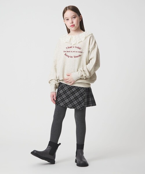 green label relaxing（グリーンレーベルリラクシング）の「レースエリ 裏毛プルオーバー / キッズ  100cm-160cm（スウェット・キッズ・ナチュラル/ダークグレー・120cm/140cm/160cm/130cm/100cm/150cm/110cm）」の16枚目の写真