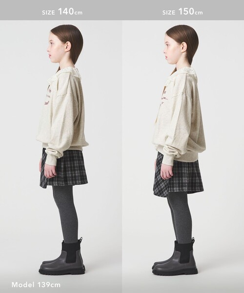 green label relaxing（グリーンレーベルリラクシング）の「レースエリ 裏毛プルオーバー / キッズ  100cm-160cm（スウェット・キッズ・ナチュラル/ダークグレー・120cm/140cm/160cm/130cm/100cm/150cm/110cm）」の4枚目の写真