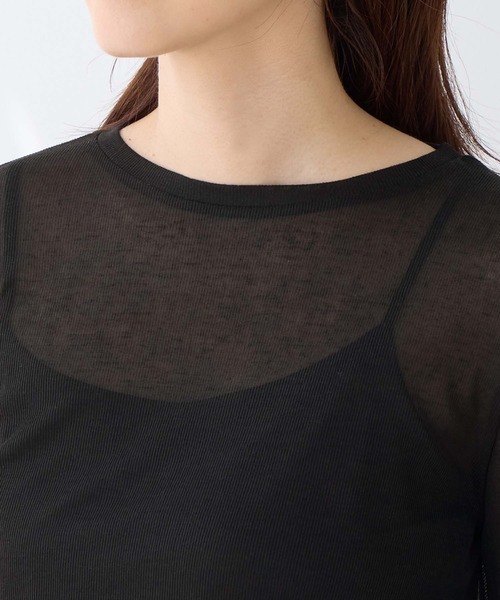 Viola e Viola(ヴィオラエヴィオラ)の「スラブシアーテレコ袖レーストップス(Tシャツ/カットソー・レディース・アイボリー/ブラック・L/M)」の12枚目の写真