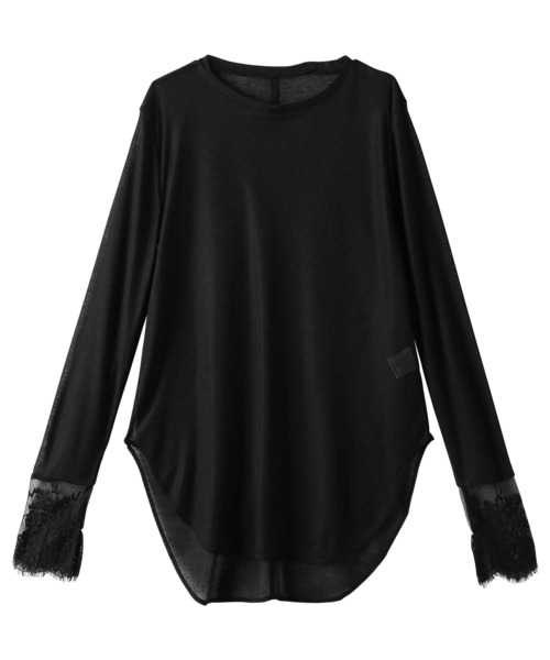 Viola e Viola(ヴィオラエヴィオラ)の「スラブシアーテレコ袖レーストップス(Tシャツ/カットソー・レディース・アイボリー/ブラック・L/M)」の19枚目の写真