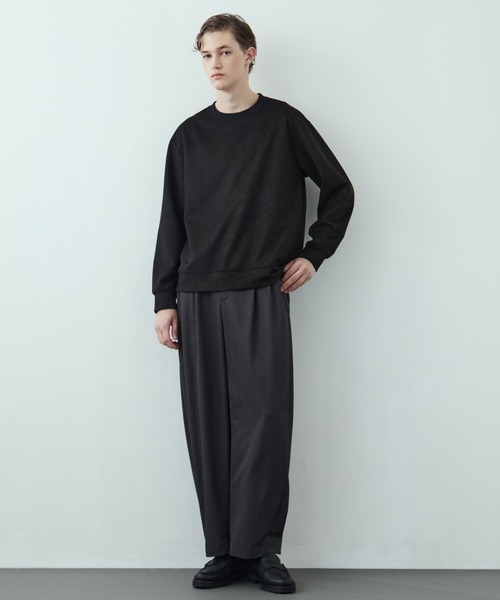 UNITED TOKYO（ユナイテッドトウキョウ）の「【大人気】マイクロスエード クルーネック PO ｜ユニセックス / 軽量/冬服/スウェット/インナー/伸縮性/プルオーバー/起毛（Tシャツ/カットソー・メンズ・ダークグレー/ブラック/ベージュ/ライトベージュ・1/2）」の15枚目の写真