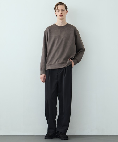 UNITED TOKYO（ユナイテッドトウキョウ）の「【大人気】マイクロスエード クルーネック PO ｜ユニセックス / 軽量/冬服/スウェット/インナー/伸縮性/プルオーバー/起毛（Tシャツ/カットソー・メンズ・ダークグレー/ブラック/ベージュ/ライトベージュ・1/2）」の16枚目の写真