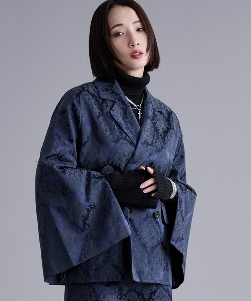 Ellno Loset（エルノロゼット）の「2wayアームスリットジャガードジャケット/SETUP対応（テーラードジャケット・メンズ・ネイビー/ブラック・X-SMALL/SMALL/MEDIUM/LARGE）」の2枚目の写真