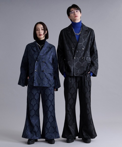 Ellno Loset（エルノロゼット）の「2wayアームスリットジャガードジャケット/SETUP対応（テーラードジャケット・メンズ・ネイビー/ブラック・X-SMALL/SMALL/MEDIUM/LARGE）」の3枚目の写真