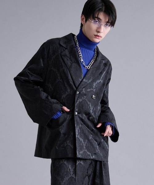 Ellno Loset（エルノロゼット）の「2wayアームスリットジャガードジャケット/SETUP対応（テーラードジャケット・メンズ・ネイビー/ブラック・X-SMALL/SMALL/MEDIUM/LARGE）」の8枚目の写真